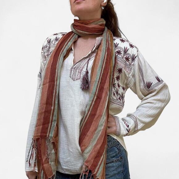 !M?ERFECT Accessories - Boho multicoloured striped metallic scarf
